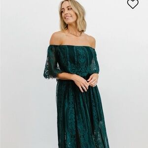 Baltic Born Strapless Dark Green Lace Dress